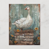 巣お洒落の上のガチョウ ポストカード (正面)