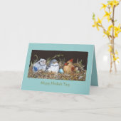 巣に多くの鳥がいる母の日のカード カード (黄色い花)