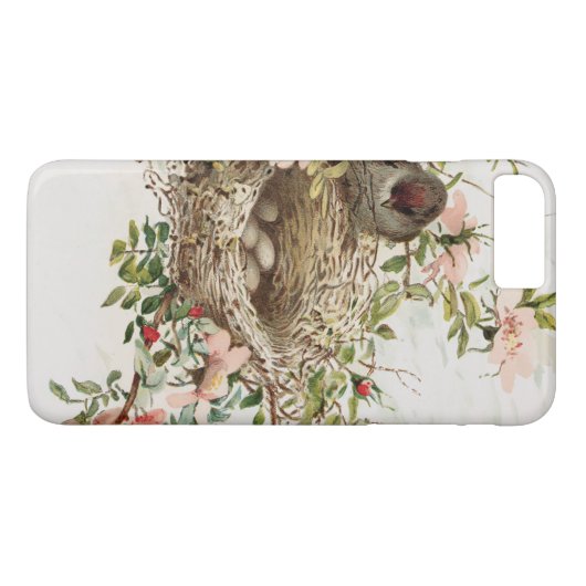巣のアニマルプリントのiPhoneのヴィンテージの鳥8/7のケース Case-Mate iPhoneケース (裏面(横))