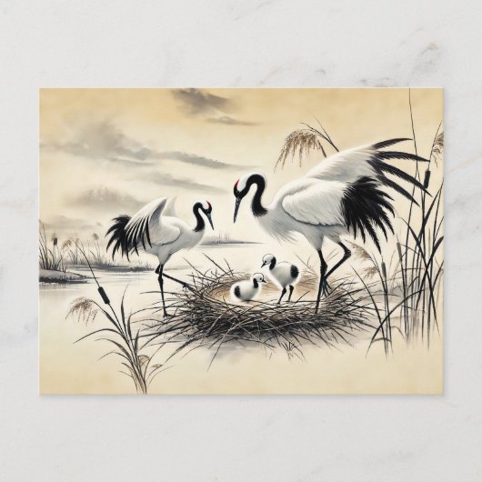 巣のインクで巣を中国の作る絵を描鶴 ポストカード (正面)