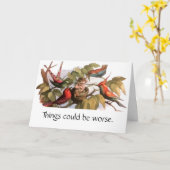 巣のウッドランド小妖精や小人:アンティークバードスプライトフェアリー カード (黄色い花)