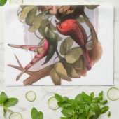 巣のウッドランド小妖精や小人:アンティークバードスプライトフェアリー キッチンタオル (折り畳み)