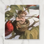 巣のウッドランド小妖精や小人:アンティークバードスプライトフェアリー フェイバータグ (正面)