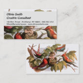 巣のウッドランド小妖精や小人:アンティークバードスプライトフェアリー 名刺 (正面/裏面)