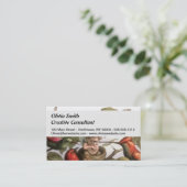 巣のウッドランド小妖精や小人:アンティークバードスプライトフェアリー 名刺 (スタンド正面)