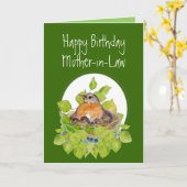 巣のハッピーバースデーの義母ロビン カード (黄色い花)