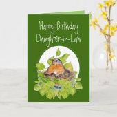 巣のハッピーバースデーの義理の娘ロビン カード (黄色い花)