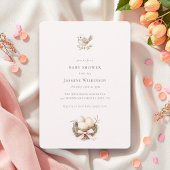 巣のピンク色のベビーシャワーミニマルを準備する 招待状