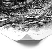 巣のベビーとヴィンテージの鳥イラストレーター ポスター (角)