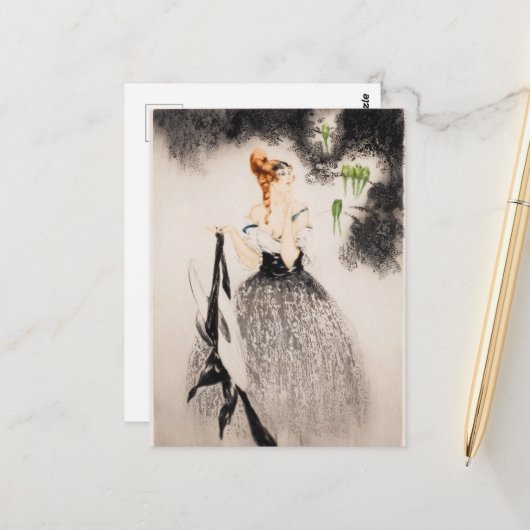 巣の中で， 1922年ルイ・イカート著 ポストカード (正面/裏面インサイチュ)