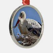 巣の中のコウノトリ メタルオーナメント (右)