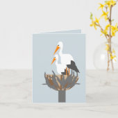 巣の中のサギ カード (黄色い花)