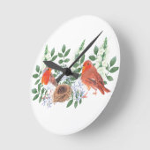 巣の中のバーディー ラウンド壁時計 (傾斜)