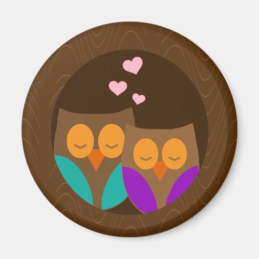 巣の中のフクロウ マグネット (正面)