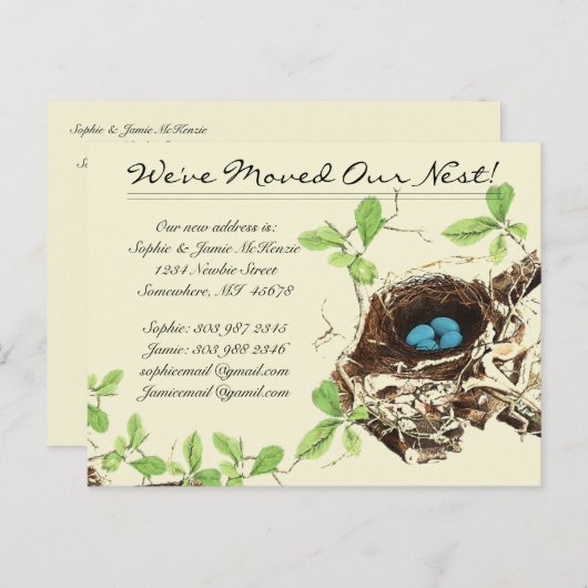 巣の中のロビンズエッグブルーエッグ我々は移動した 案内ポストカード (正面/裏面)