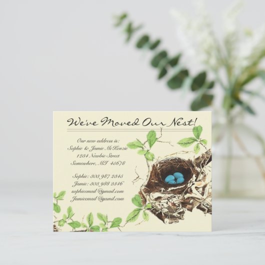 巣の中のロビンズエッグブルーエッグ我々は移動した 案内ポストカード (スタンド正面)