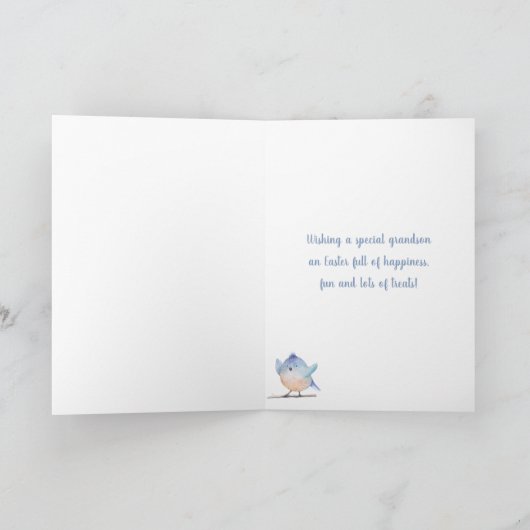 巣の中の孫ハッピーイースターブルーバードへ シーズンカード (内部)