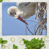 巣の中の白いコウノトリ キッチンタオル (折り畳み)