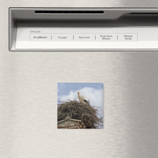 巣の中の白いコウノトリ マグネット (インサイチュ (食洗機))