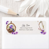 巣の中の繊細な青い鳥のデジタル水色 ラベル (インサイチュ)