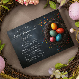 巣の卵イースターブランチと卵の狩り 招待状