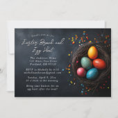 巣の卵イースターブランチと卵の狩り 招待状 (正面)