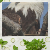 巣の威厳のある中の成熟したハゲのワシ キッチンタオル (折り畳み)