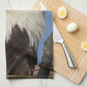 巣の威厳のある中の成熟したハゲのワシ キッチンタオル (四つ折り)
