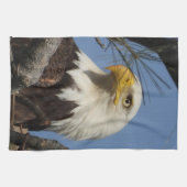 巣の威厳のある中の成熟したハゲのワシ キッチンタオル (横)