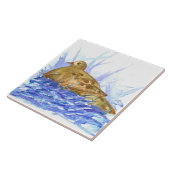 巣の水色の野生動物の中で喪に服する鳩の鳥 タイル (側面)