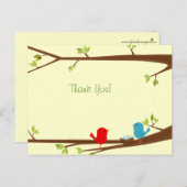 巣の赤ちゃんシャワー付きバーディーありがとうはがき ポストカード (正面/裏面)