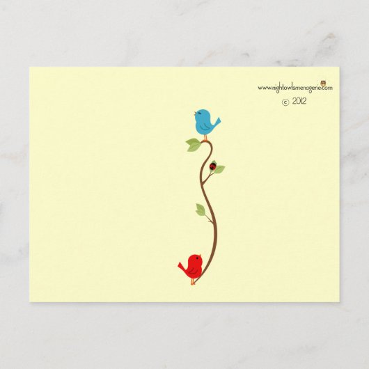 巣の赤ちゃんシャワー付きバーディーありがとうはがき ポストカード (裏面)