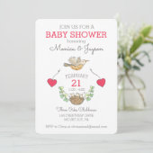 巣の赤ちゃん飛んでいるのシャワーの上で甘いママの鳥 招待状 (スタンド正面)