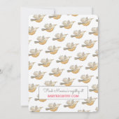 巣の赤ちゃん飛んでいるのシャワーの上で甘いママの鳥 招待状 (裏面)