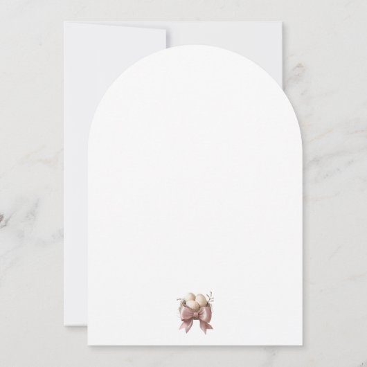 巣はピンク色の赤ちゃんミニマルシャワー 招待状 (裏面)