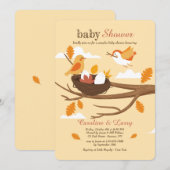 巣を作る鳥のベビーシャワー招待状 招待状 (正面/裏面)