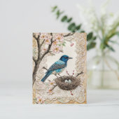 巣を持つ花のブルーバード シーズンポストカード (スタンド正面)