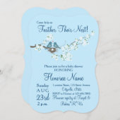 巣を整える小さな鳥のシャワーの招待状 招待状 (正面/裏面)