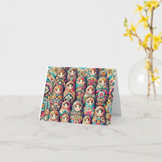 巣人形ロシアのグリーティングカード カード (黄色い花)