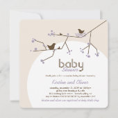 巣作りの鳥の家族の木にカップルのベビーシャワー 招待状 (正面)