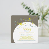 巣作りの鳥の家族の木にカップルのベビーシャワー 招待状 (スタンド正面)