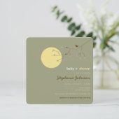 巣作り鳥族の木の、シックベビーシンプルシャワー 招待状 (スタンド正面)