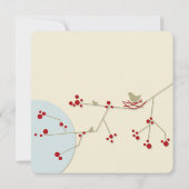 巣作り鳥族の木の、シックベビーシンプルシャワー 招待状 (裏面)