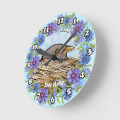 巣時計の中の鳥 ラウンド壁時計 (傾斜)