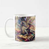 巣穴で本とコーヒーを持つファンタジードラゴン コーヒーマグカップ (左)