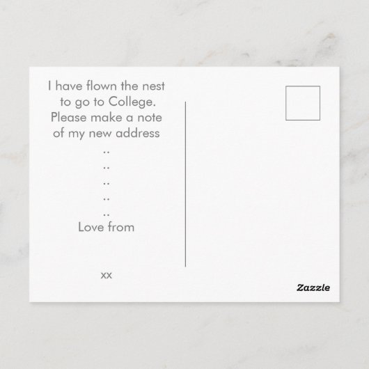 巣立ちのお知らせ 新しい住所のお知らせ ポストカード (裏面)