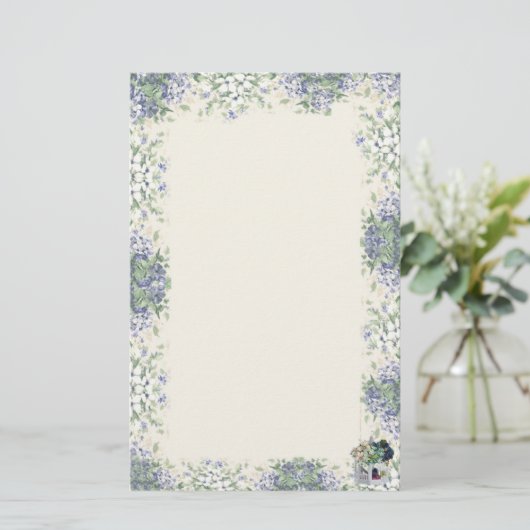 巣箱静止した青い花 便箋 (スタンド正面)