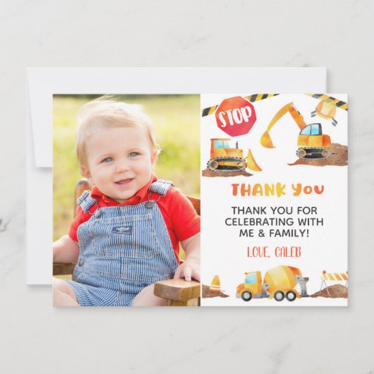 工事の誕生日お礼カード - 写真付き 招待状 (正面)