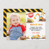 工事の誕生日お礼カード - 写真 招待状 (正面/裏面)