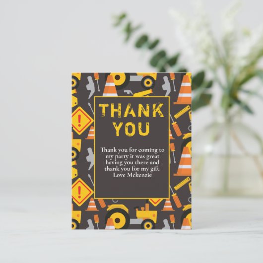 工事の誕生日パーティーお礼メッセージ ポストカード (スタンド正面)